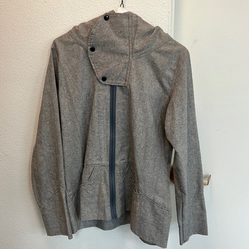 Grey Hooded Layered Square Jacket